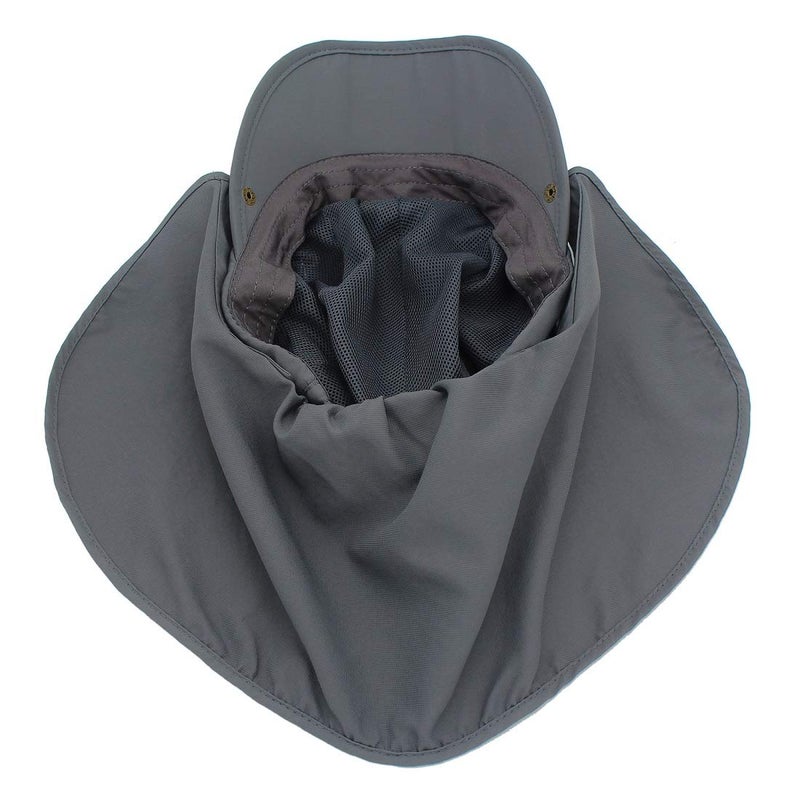 LLmoway Men Fishing Hat with Ear and Neck Flap Outdoor Sun Protection Cap with Foldable Bill Grey - Image 4